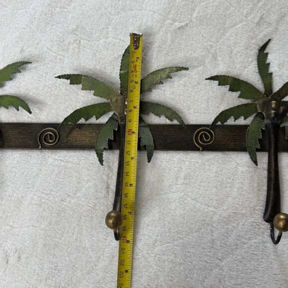 3D Metal Art Tropical Palm Trees Sunset Wall Hanging 3 Hooks 18” Long - Picture 12 of 16